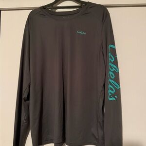 Cabela's Gray and Teal Long Sleeve Women's Top